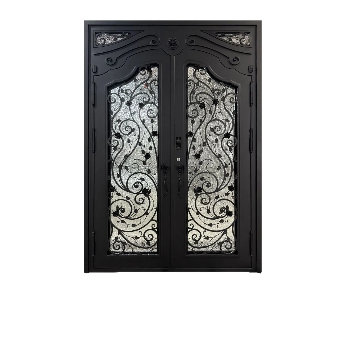 Customized metal double door, forged iron wrought iron European and American style iron door, villa door entrance door