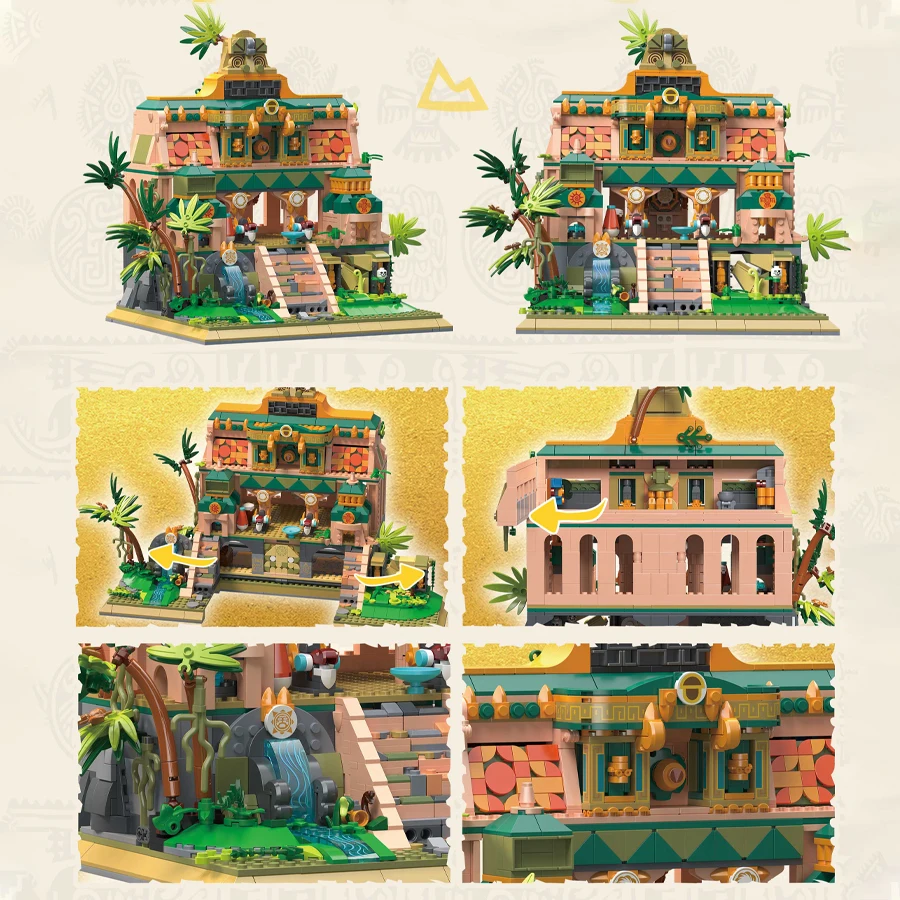 Lost Temple Ancient Architecture Ruins MOC City Street View Building Blocks With Lighting Sets Assembly Toys For Children Gifts