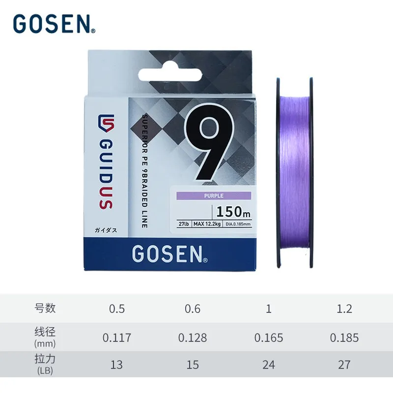 New GOSEN 9 strands braided PE line for long-casting freshwater