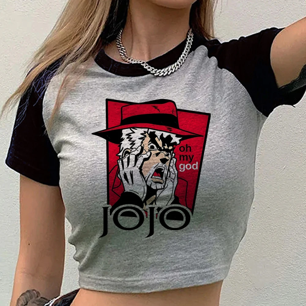 Jojo's Bizarre Adventure crop top women cutecore manga baddie gyaru cheap tshirt vintage japan gothic graphic cute