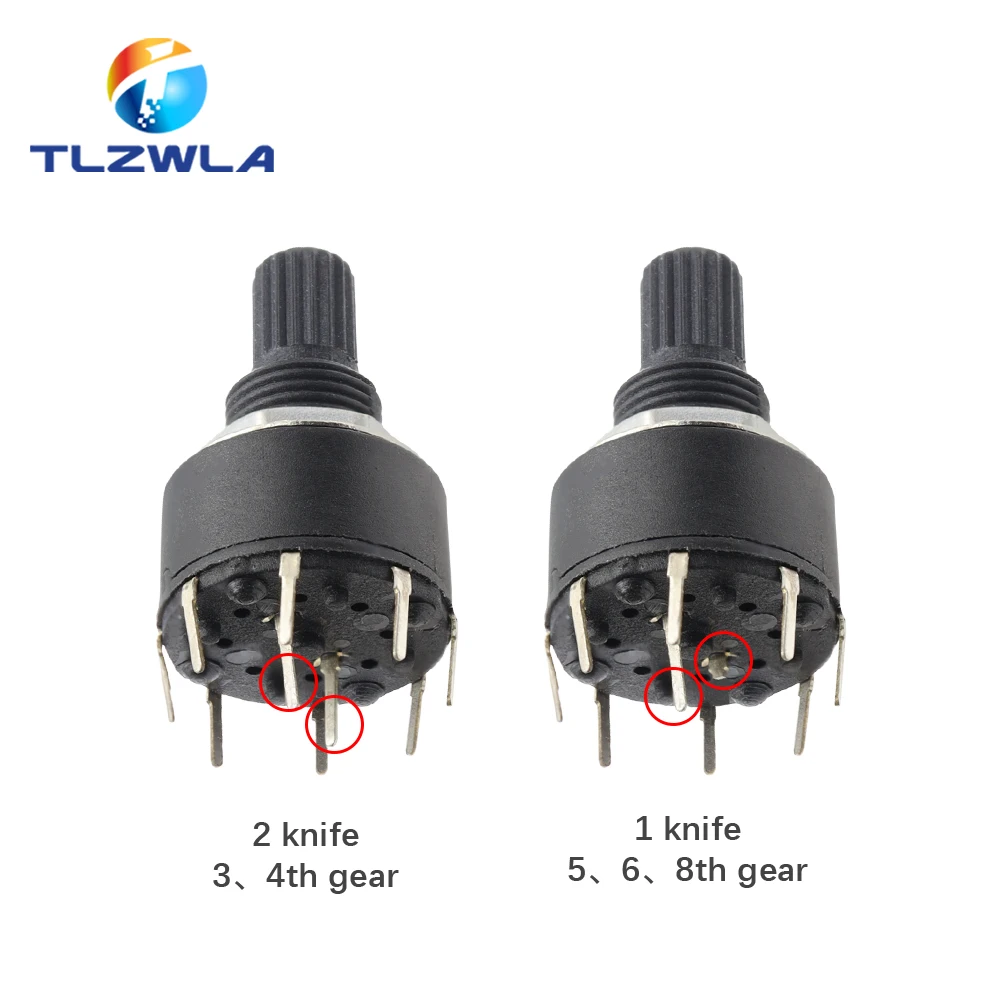 1PCS RS16 Plastic 16MM Rotary Band Switch 2 Pole 3 4 Position 1 Pole 5 6 8 Position Handle Length 15MM Axis Band Switch