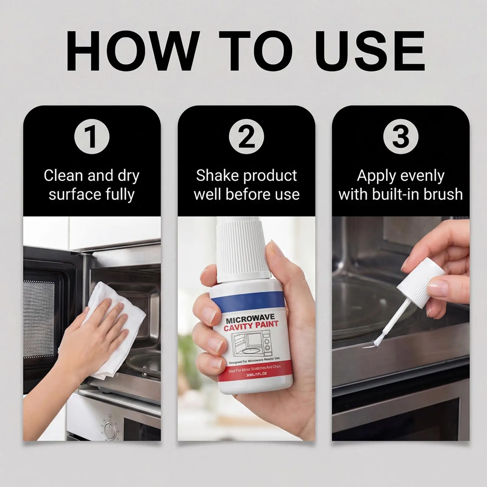 30ml Microwave Interior Cavity Paint Appliance Repair Touchup High Gloss Microwave Coating For Repairing Minor Scratches view 5
