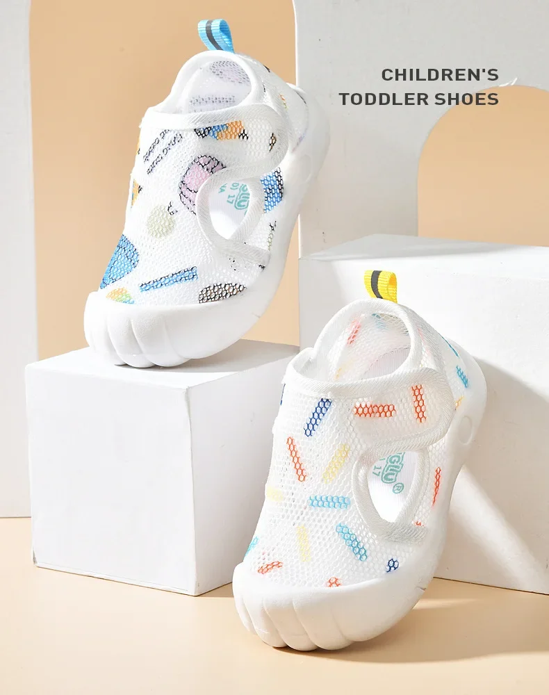Neue Kleinkind-Babysandalen, atmungsaktives Luftnetz, niedliche Schuhe, 1–4 Jahre, rutschfeste, weiche Sohle, Lauflernschuhe für Kleinkinder, leicht, für den Sommer – Detail 12