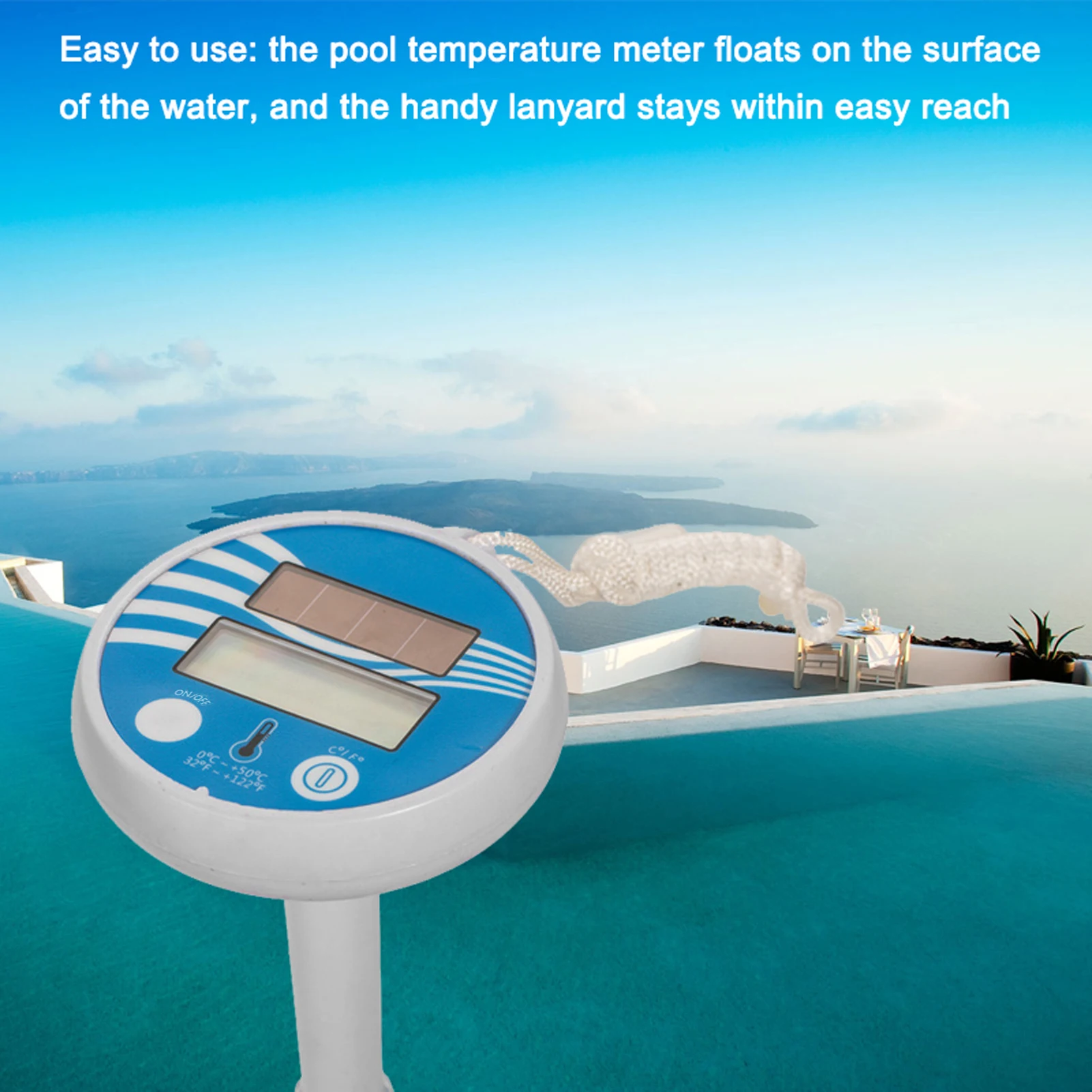 Solar Powered Thermometer Wireless Pool Temperature Tester Swim Pond Tub Waterproof Digital LCD Display Floats Temperature Meter