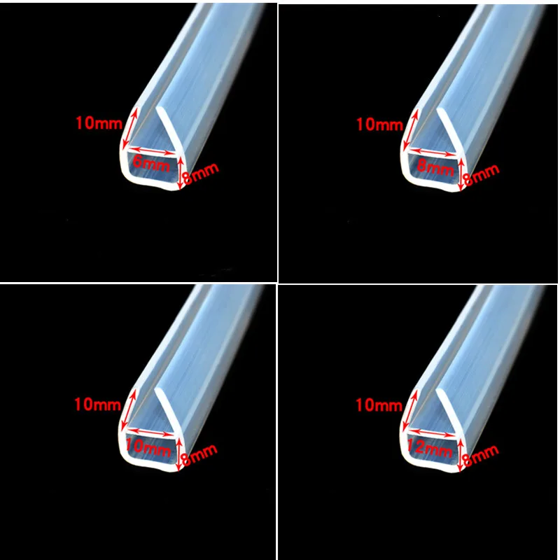 1-3M Silicone Rubber Window Glass Seal Strip U Shape Crashproof soundproof Glass shower Door Sealing Strips Hardware Accessories