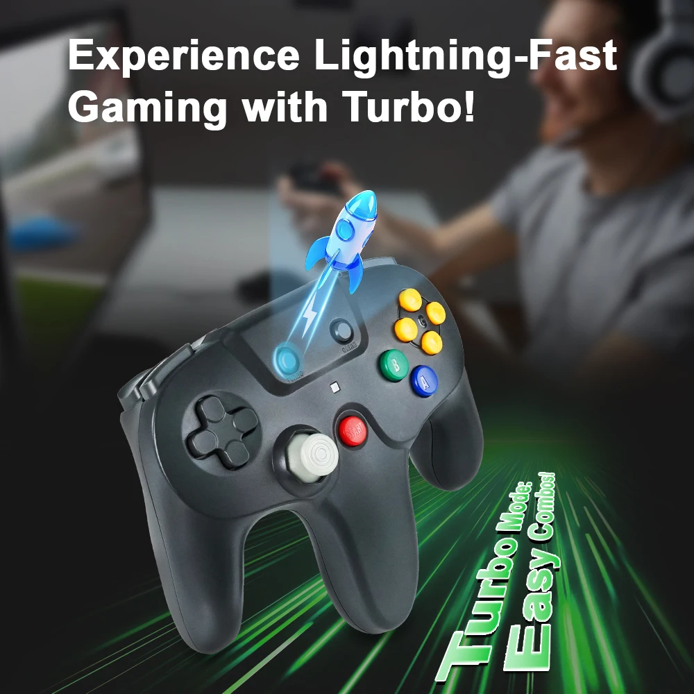 For N64 Gamepad Wireless Controller with 2.4GHz Connection Compatible with All N64 Consoles