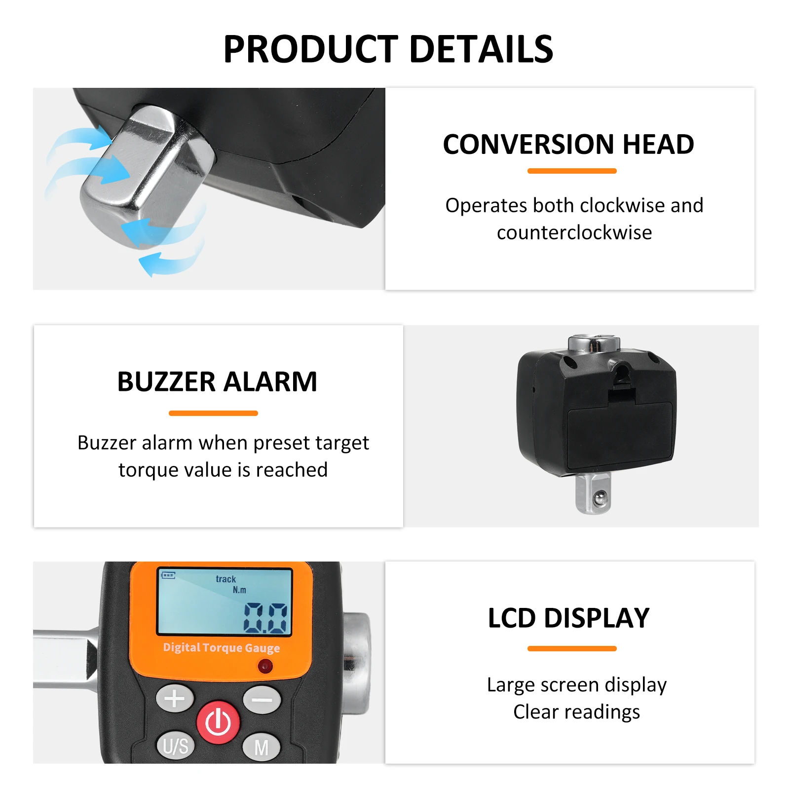 شاشة ديجيتال متر وجع تستر 1/2 ''محرك مع وظيفة إنذار ضوء الصوت عالية الدقة 4 وحدات عرض الخلفية الكمال #3