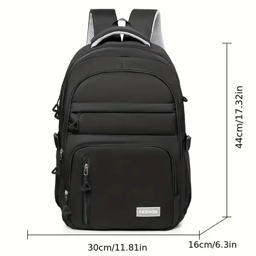 Imagen 2 del producto Mochila unisex casual de nailon, gran capacidad, correas ajustables para los hombros, cierre de cremallera, forro de poliéster, viaje duradero, ropa de trabajo, bolsa de mano escolar, liviana, lavable, detalles de costuras de moda.