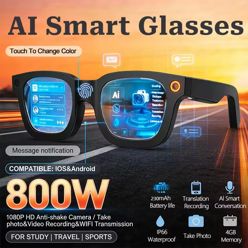 

2026 New 4K HD AI Smart Glasses Men 800W Pixel Camera Take a Picture 32GB WIFI Transmission Voice Assistant Smart Glasses Women