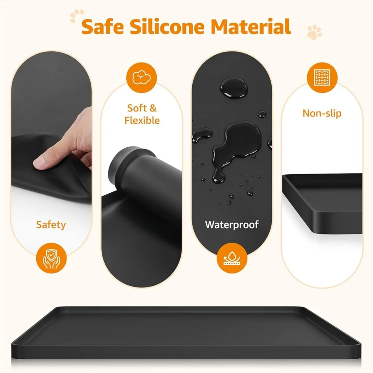 AA14 Dog Pee Pad Holder - Silicone Puppy Potty Tray with High Edge and 4 Clamps for Training, Fits Up to 24x24inch Pads