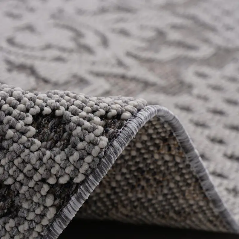سجادة منطقة داخلية وخارجية مقاس 5X7 باللونين الرمادي والأبيض - مجموعة LOOM LUXE