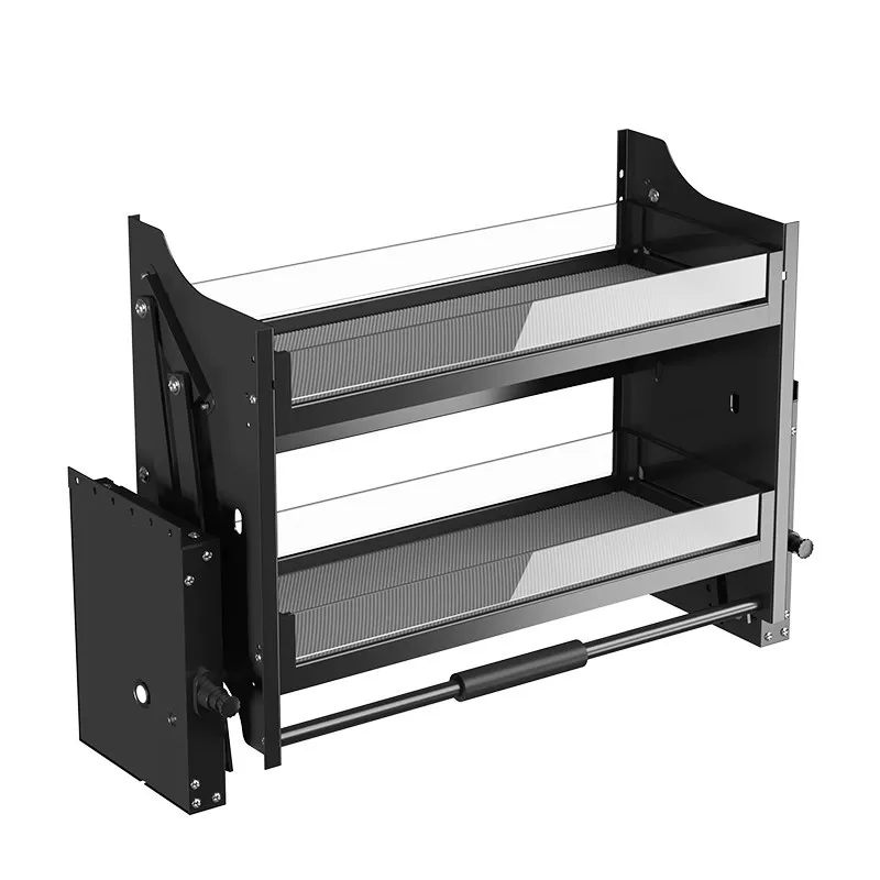 

Kitchen drop-down storage basket double metal shelf drawer basket hardware cabinet lift basket organizer