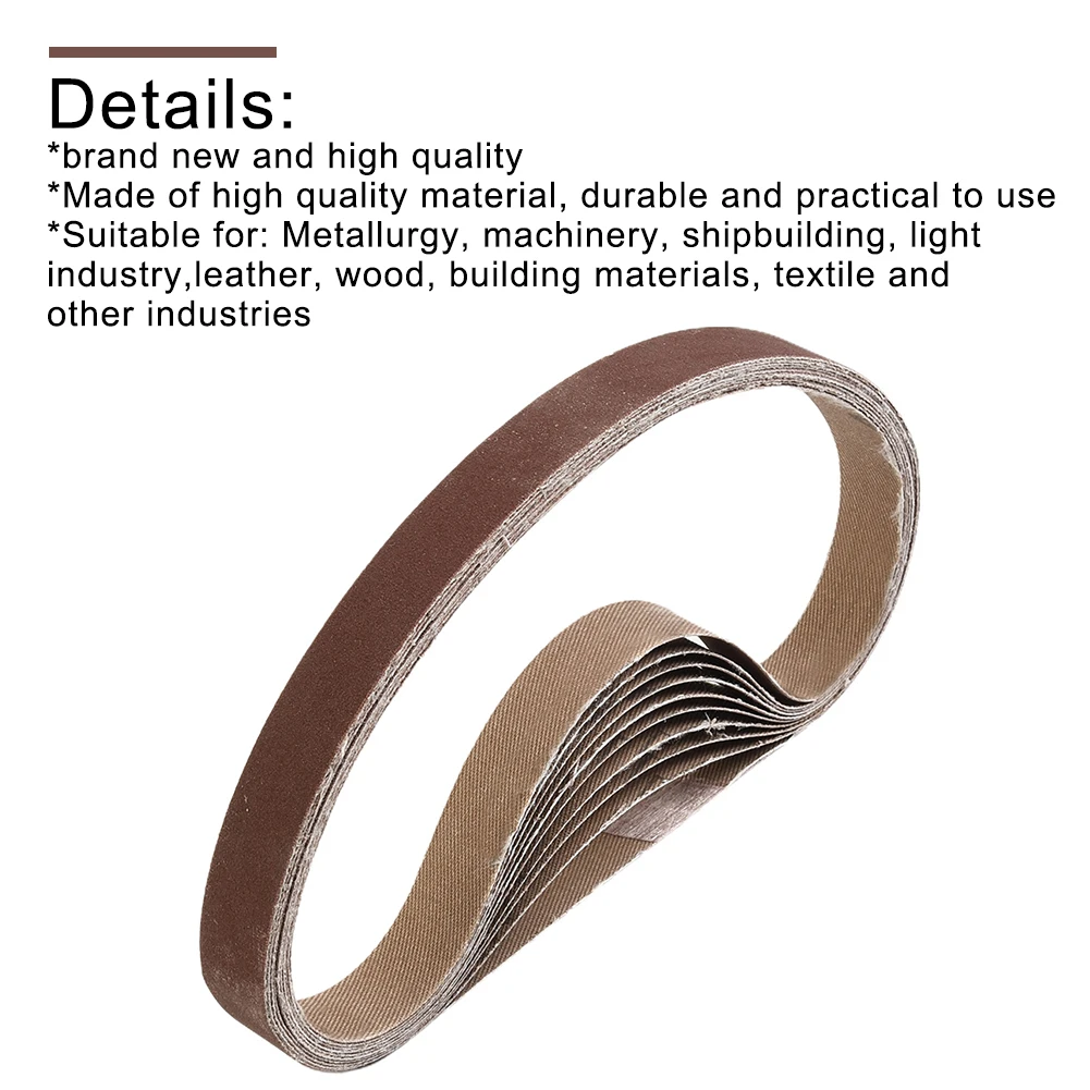 10 PCS/Set Sanding Belts 60-600-Grit Abrasive Bands For 15x452 Mm M10 Sanders File Sanders Belt Wood Soft Metal Polishing