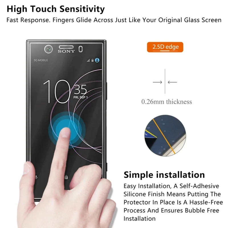 2PCS Glass Film Protective Glass for Sony XA2 Plus XA3 XA1 Ultra HD 9H Screen Protector for Sony Xperia X Performance XA Compact