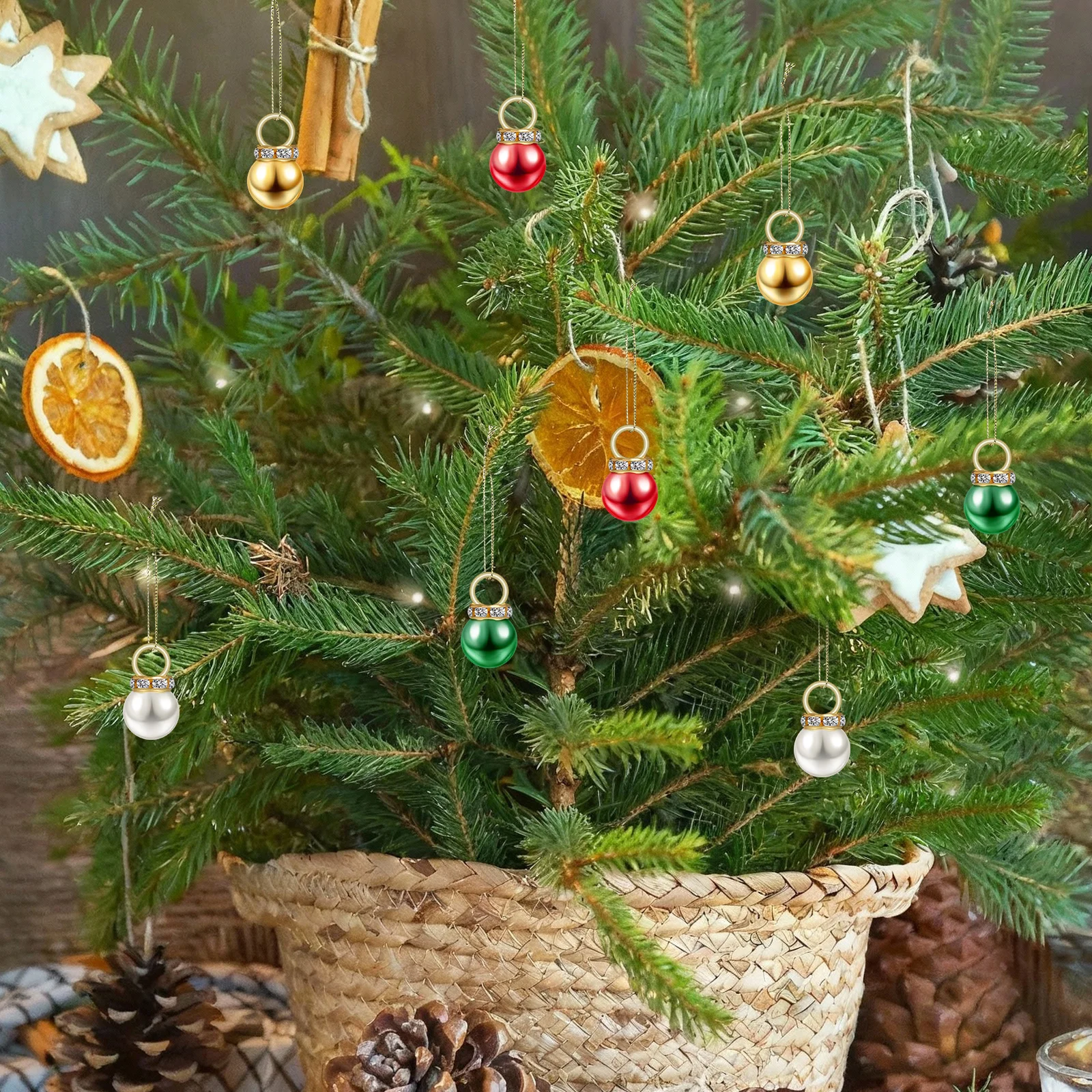 

200Pcs Mini Pearl Christmas Ball Ornaments Small Hanging Tree Decorations Holiday Baubles Xmas Decor Mini Christmas Ornaments