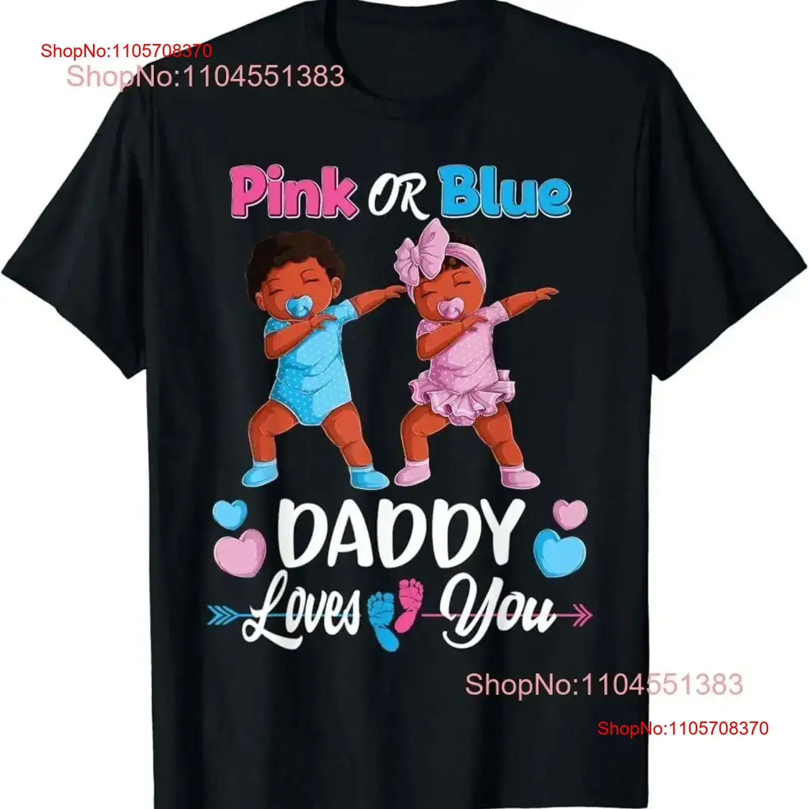 Pink Or Blue Daddy Loves You Black Baby Gender Reveal Party T Shirt vintage Washed homme graphic Stylish fashion Soft Unisex