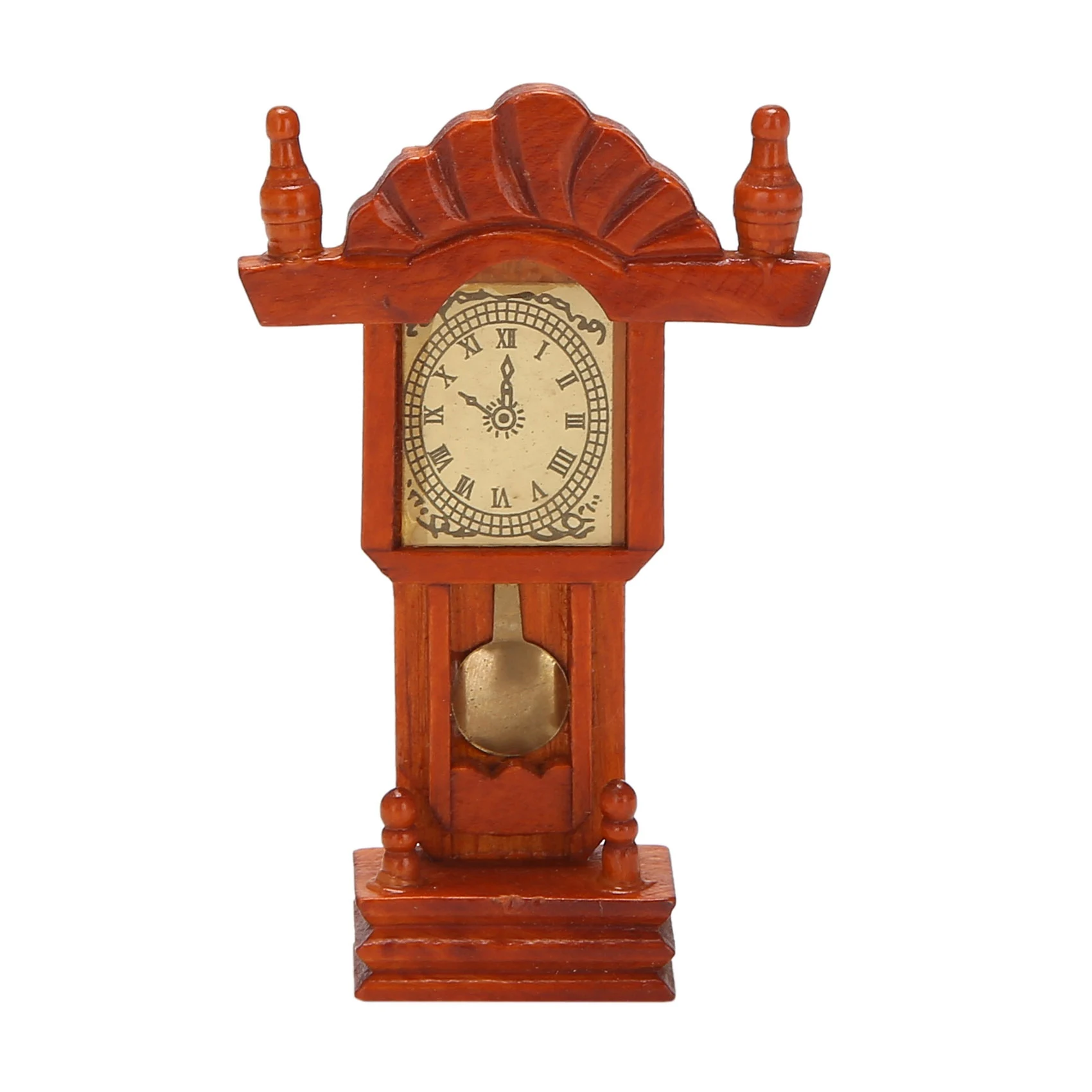 1/12 Scale Doll House Miniature Living Room Collection Wood Mahogany Color Clock for Decorative Accessories