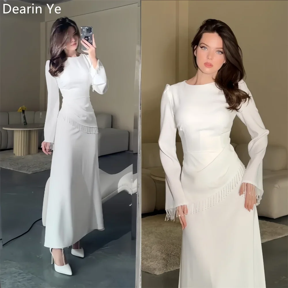 

Customized Saudi Arabia Formal Dress Dearin High Collar A-line Ankle Length Skirts Tassel Bespoke Occasion Dresses Prom Evening