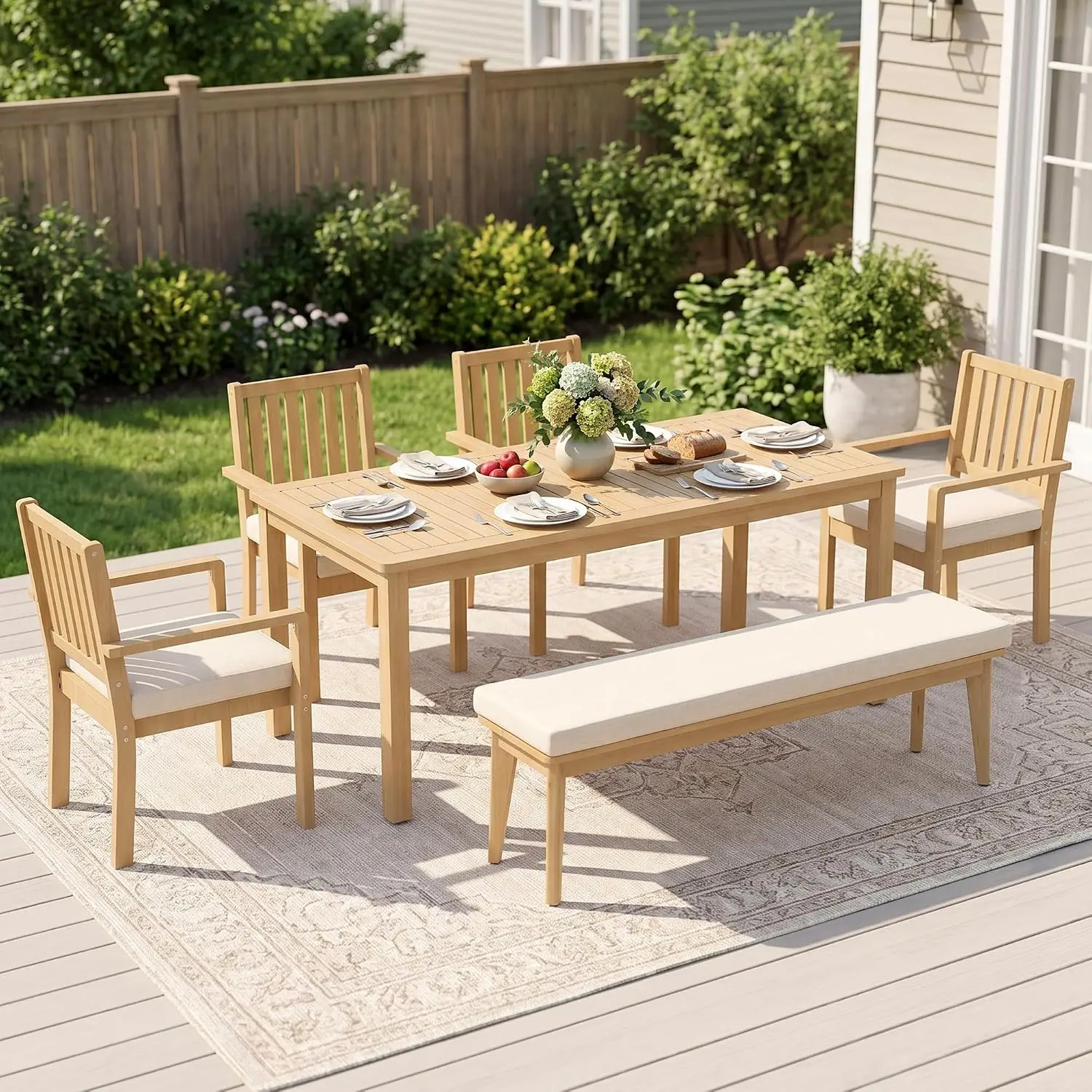 Acacia Outdoor Patio Dining Table Chairs 6 Piece Seats 6