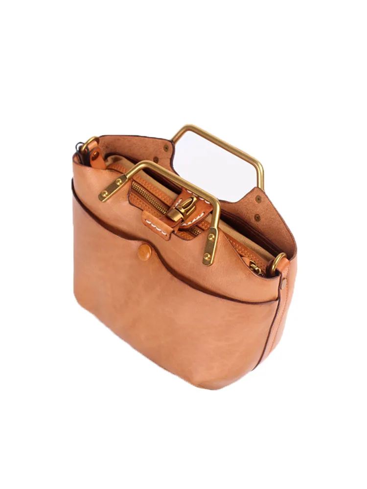 New Office Ladies Messenger Bag Vintage Cowhide Genuine Leather Totes Shoulder Handbag Solid Color Women Single Crossbody Bags