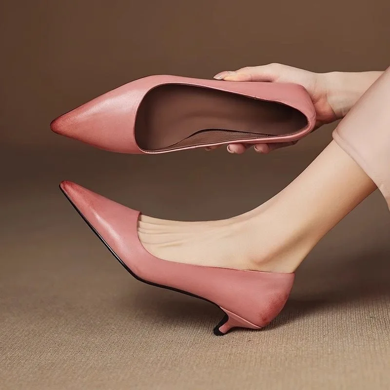 Sexy Pink Thin High Heels Pumps Women Pointed Toe Slip on Shoes Elegant Prom Wedding Stripper Ladies Dress Shoes 2026 New