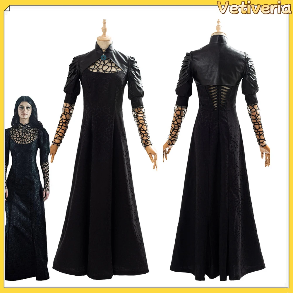 

Yennefer Cosplay Costume Movie Wizard Women Dress Cape Outfits Halloween Party Clothes For Female Role Play Fashion Suits