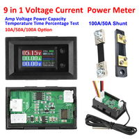DC 4-30V 10/50/100A Digital Power Energy Voltmeter Ammeter Voltage Wattmeter Temperature Meter Electric Energy Frequency Meter