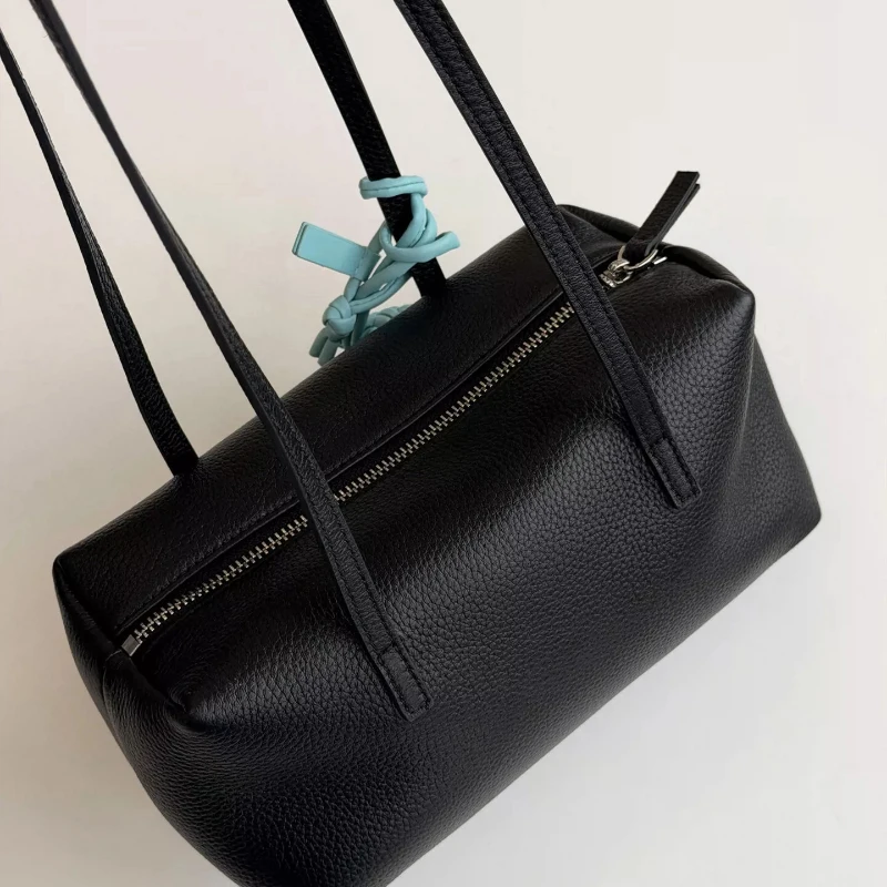 Litchi Texture Pillow Bag Korean Minimalist Solid Color Women's Shoulder Bag Zippered Underarm Bag Women's Elegant Purse