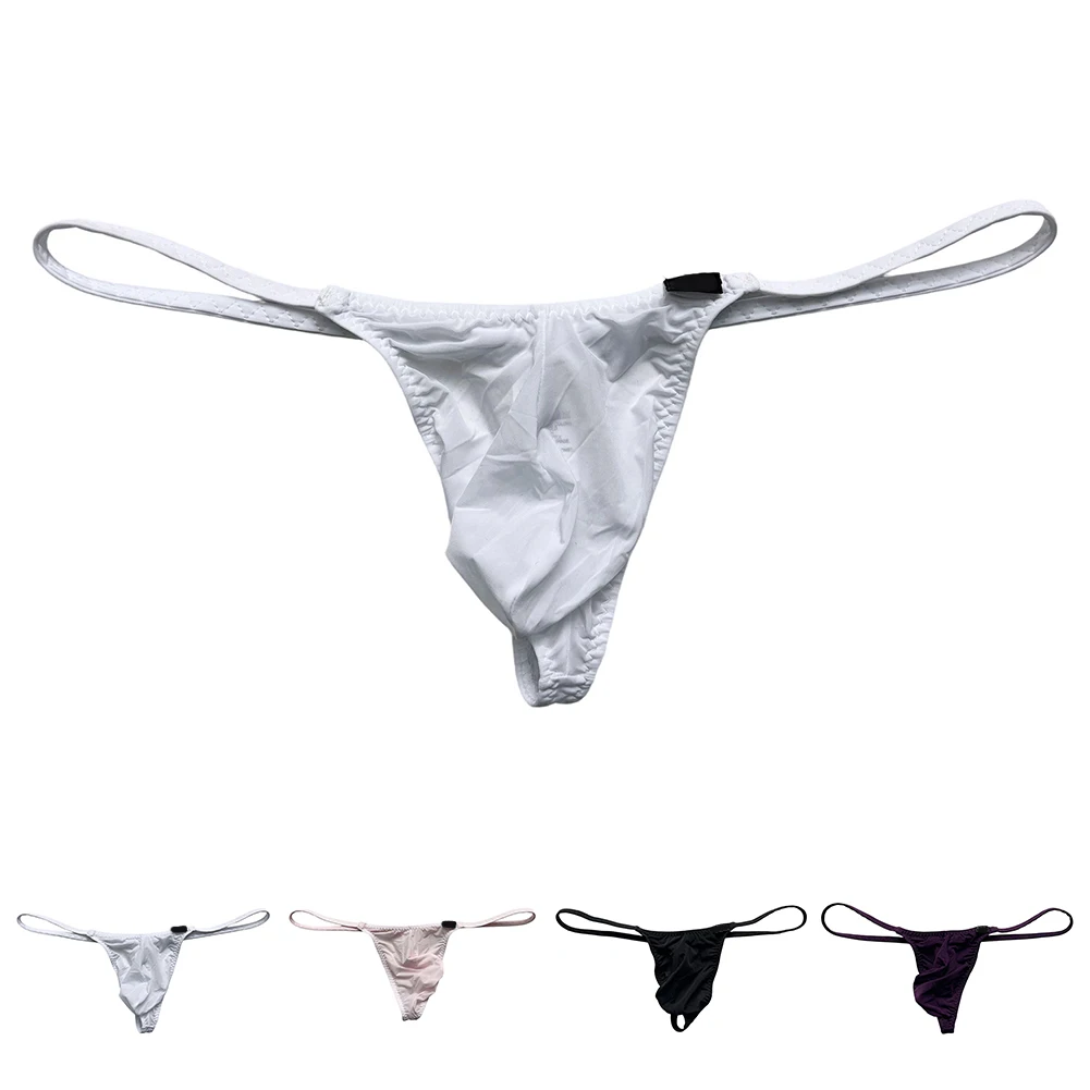 Mens Transparent Ice Silk Mesh Sheer Underwear Bulge Pouch G-String Panties Thongs Underpants T-back Thongs Male Sexy Panties