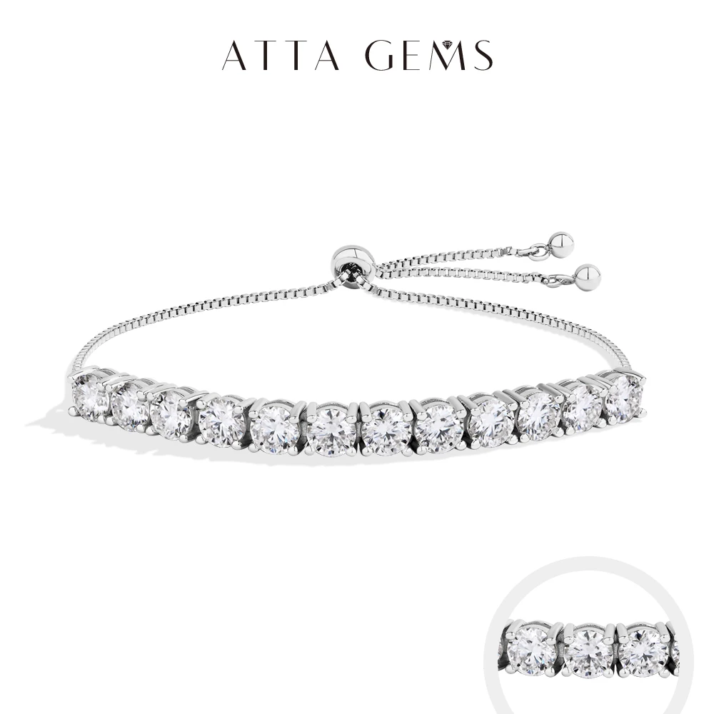 

ATTAGEMS 5.0mm DVVS1 Tennis Moissanite Bracelet for Women Men 925 Sterling Silver 18K Gold Plate Charm Chain Unisex Fine Jewelry