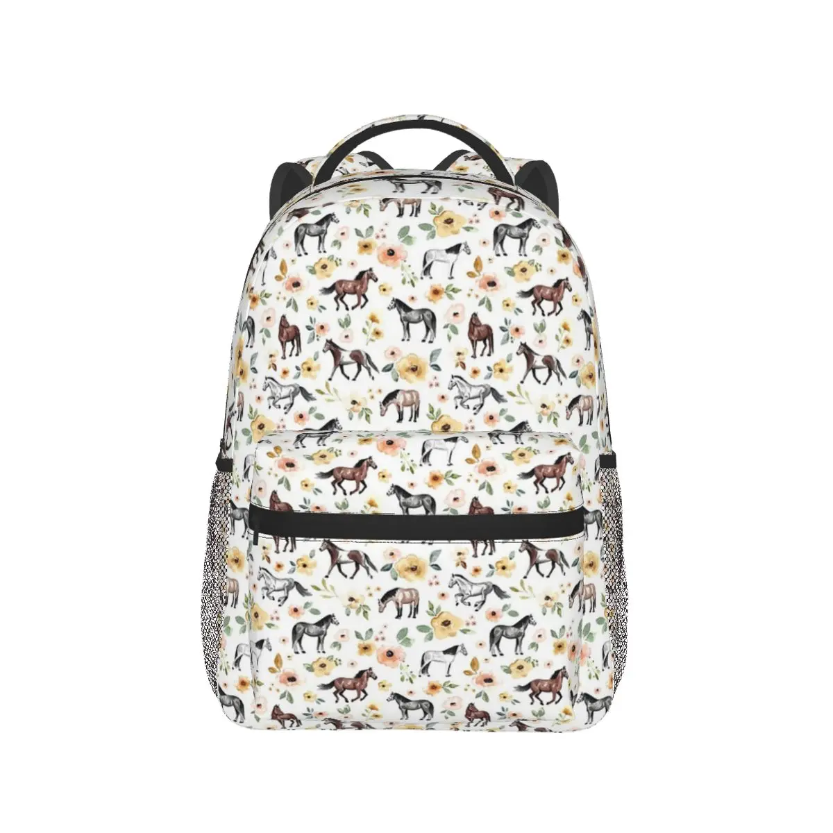 

Horses With Yellow And Pink Horse Decor Watercolor Backpack Hot Sale Daypack Large Capacity BookBag School Bag Shoulder Bags