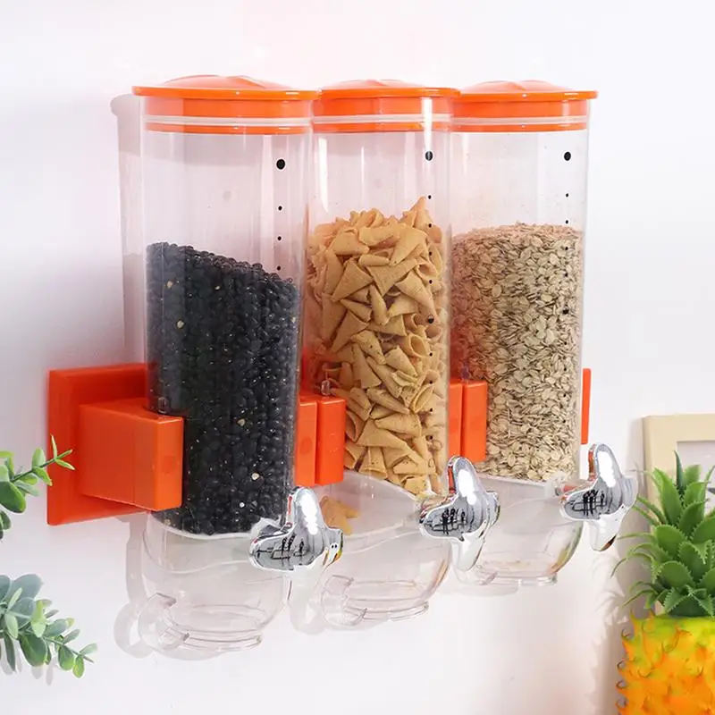 2L Triple Dry Food Dispenser With Lid Multifunction Storage Organizer Container For Candy Nut Flour Cereal Wheat Flour Case NEW