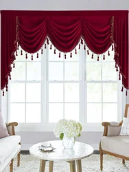 1pc Light Luxury European Modern Red Velvet Tassel Lace Water Wave Curtain Head