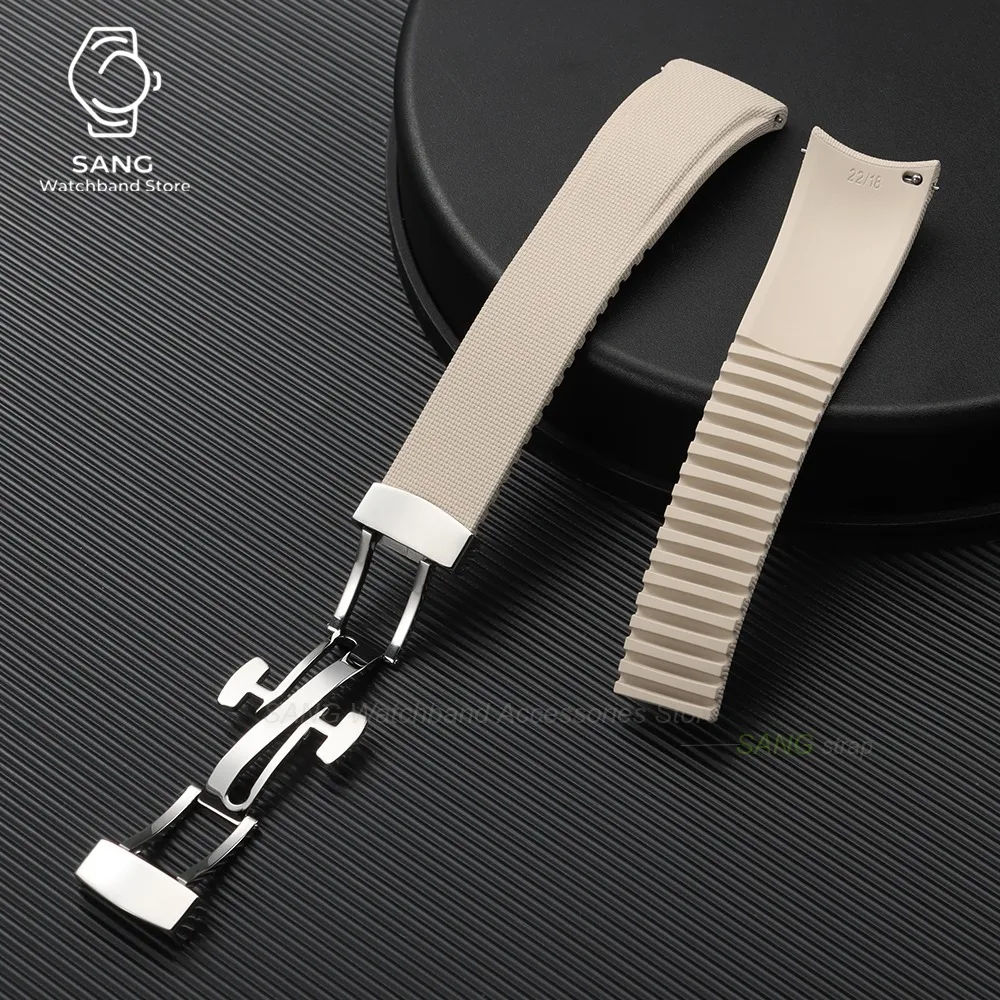 20mm 21mm 22mm Schnellverschluss Uhrenarmband mit gebogenem Ende, neues weiches FKM Fluorkautschuk Uhrenarmband, Herren Armband, universelles Sportarmband – Detail 21