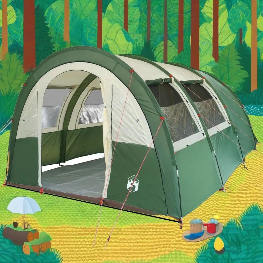 4-Person Waterproof Green Tunnel Camping Tent - Ideal for Outdoor Adventures