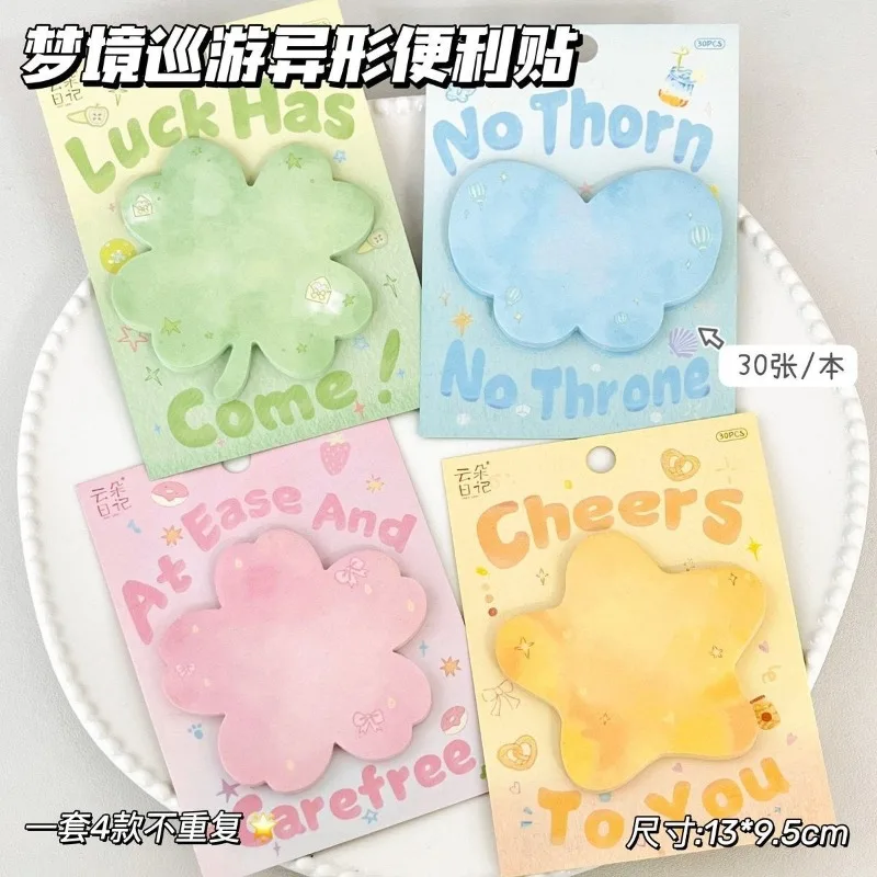 30 Sheets of Paper Special-shaped Notes Ins High-value Students Simple Korean Sticky Message  Journaling Stationery Stickers