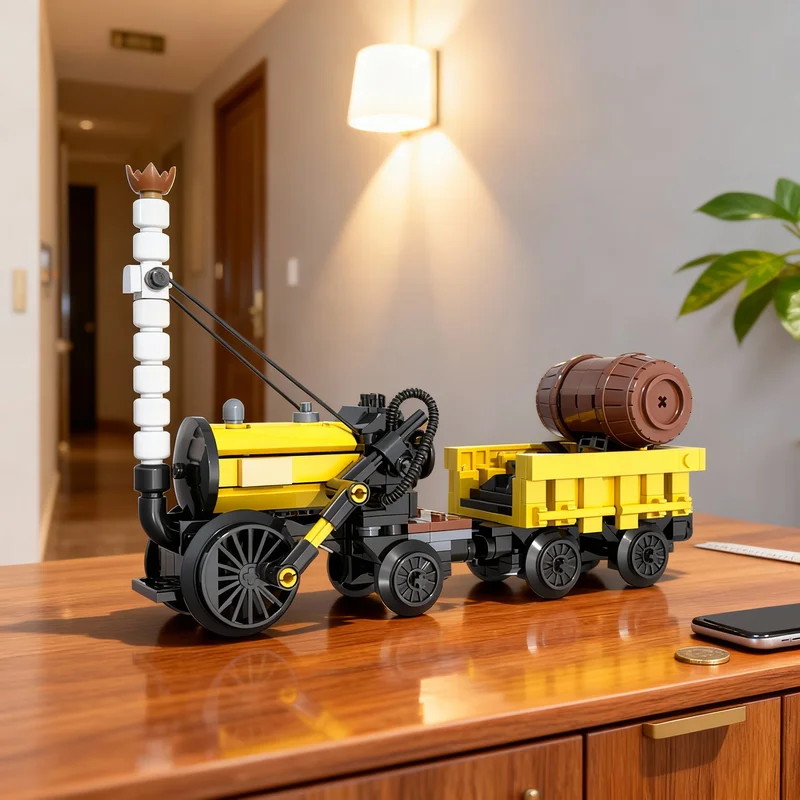 364 piezas MOC Stephenson S Rocket Train, bloques de construcción de modelos, decoración de habitación, decoración del hogar, elección de regalo perfecta para niños