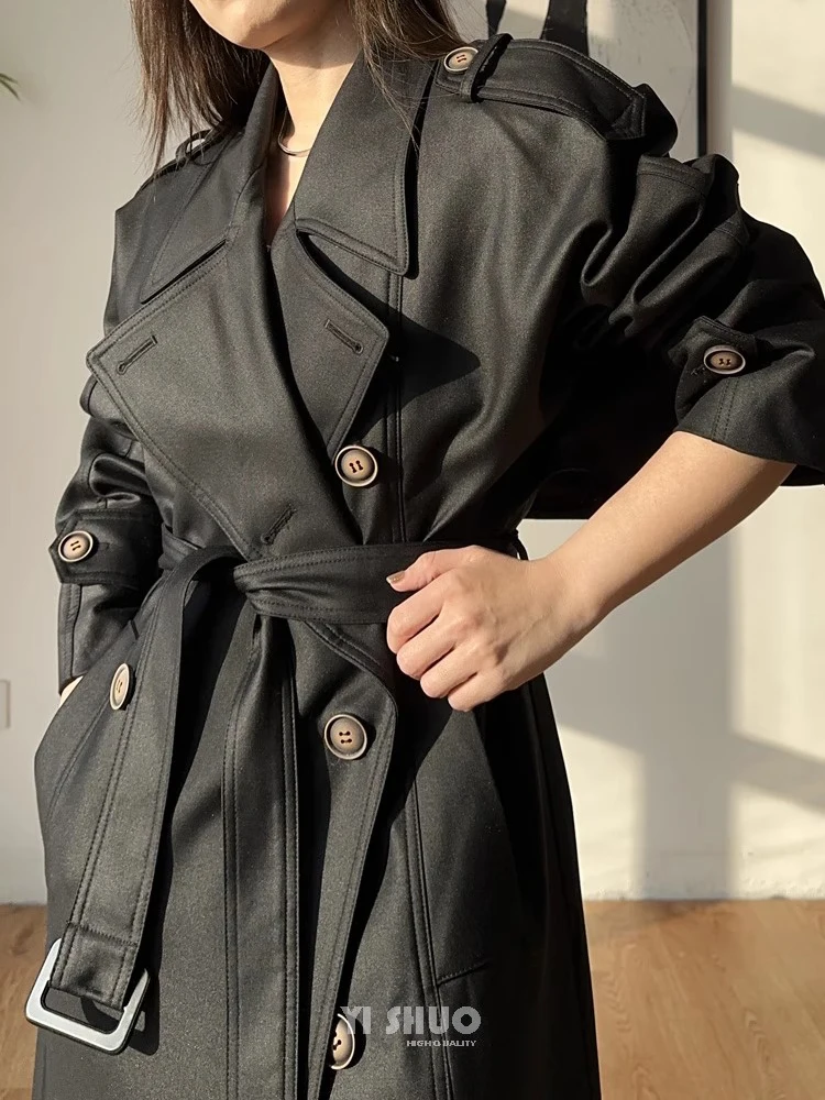 

2025 New Women Fashion High-end Spring Autumn Long Trench Coat Outer Garment Windbreak Wind Coat Jacket With Belt