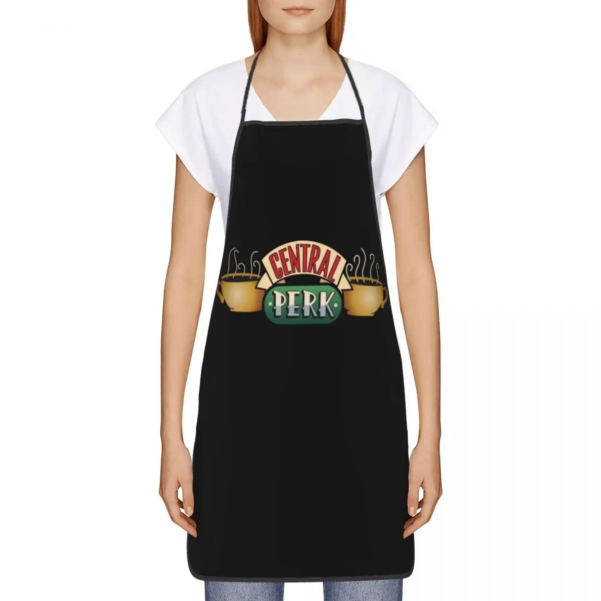 Custom Unisex Central Perk Friends Bib Apron Adult Women Men Chef Tablier Cuisine for Kitchen Cooking TV Show Gardening