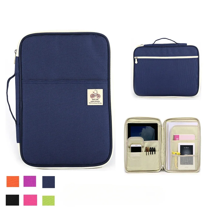 Multifunctional A4 file bag portable zipper men's and women's file bag casual portable meeting briefcase ipad bag