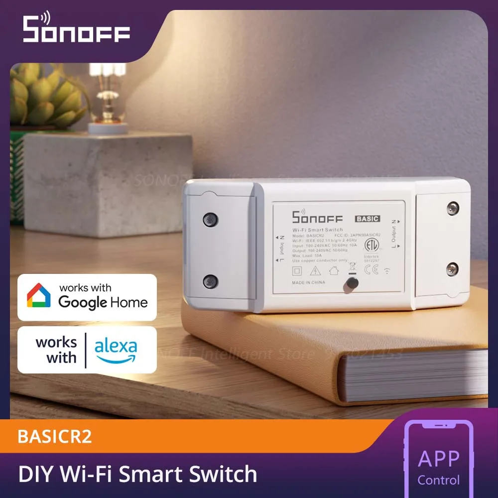 SONOFF BASIC R2 Smart Home Controller Module Voice Control Sync Status Home Assistant Google Home Smart Scene via eWeLink APP