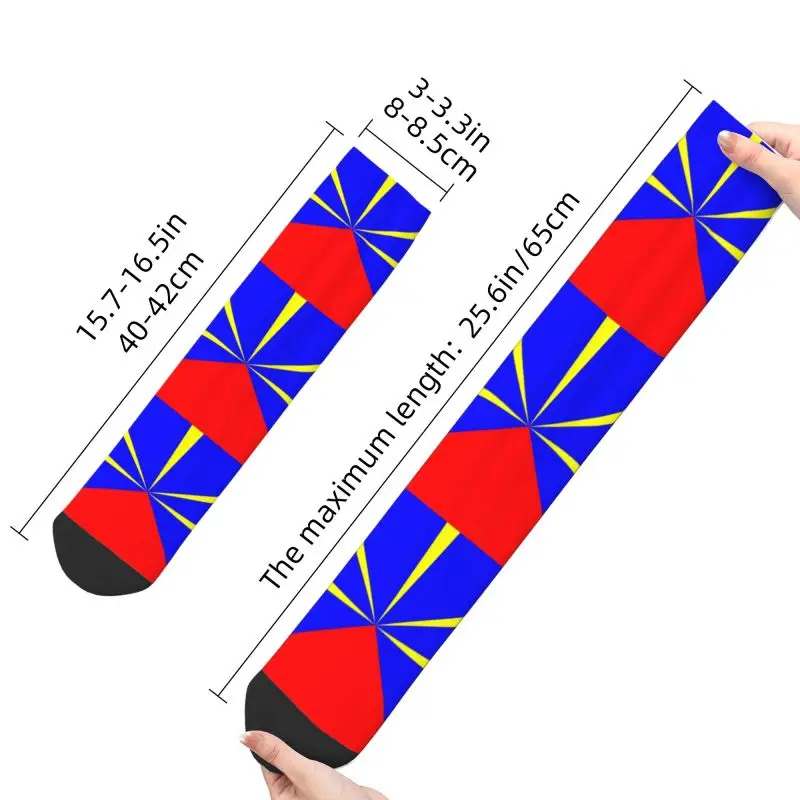 974 Reunion Island Flag Dress Socks for Men Women Warm Fashion Reunionese Proud Crew Socks