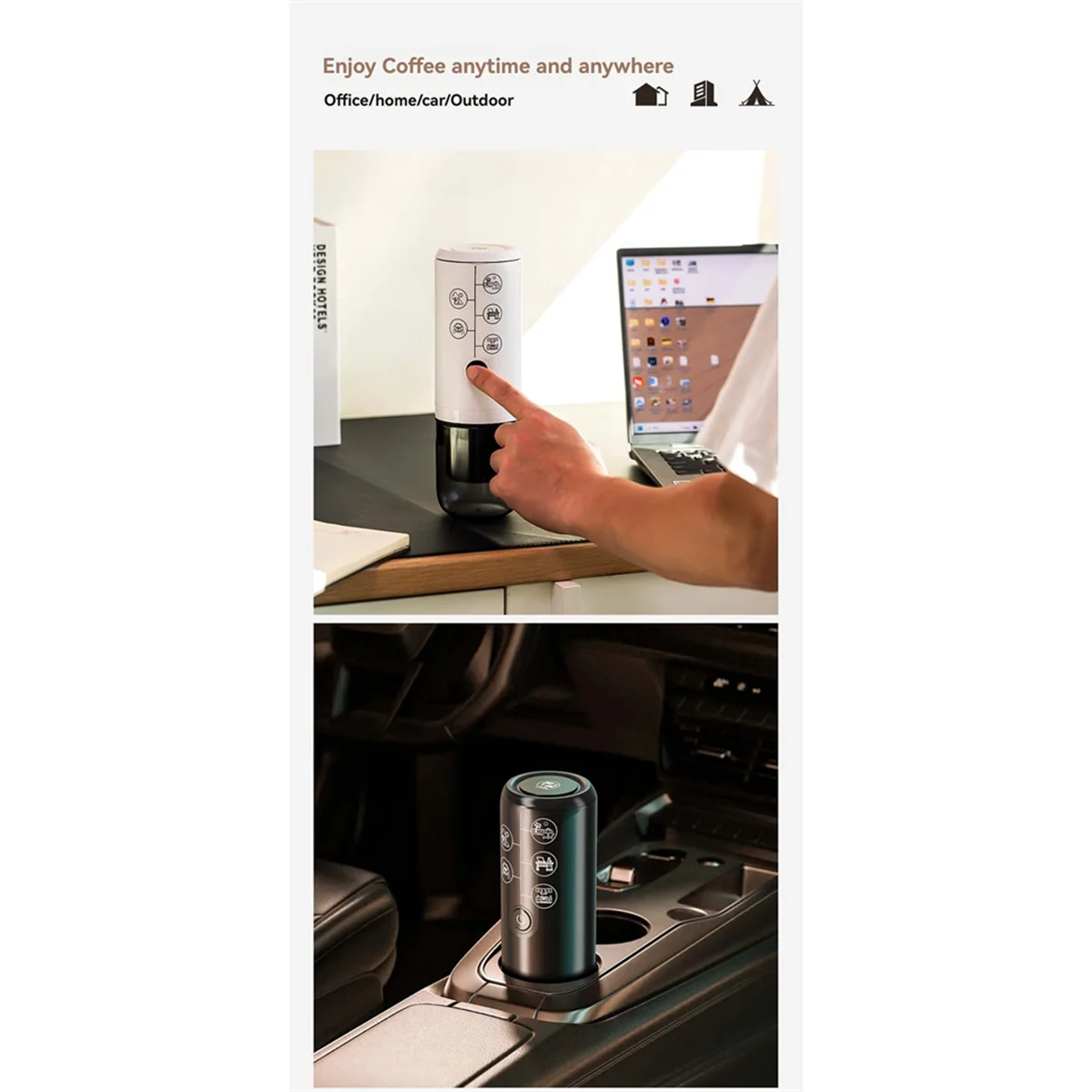 Tragbare Espressomaschine, kabellose Kaffeemaschine, 2-in-1, kleine Reise-Espressomaschine für Camping, Büro, Wandern, Wohnmobil