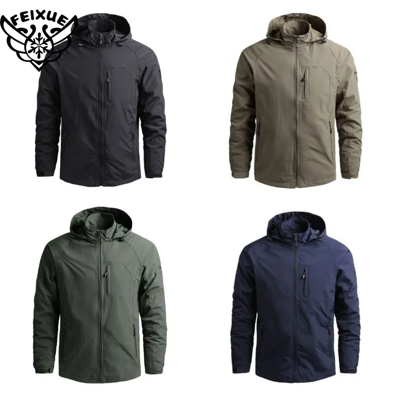 

2025 Men's Jackets Waterproof Function Hooded Jacket Windbreaker Outdoor Camping Sports Elastic Coat Male Clothing Thin Overcoat