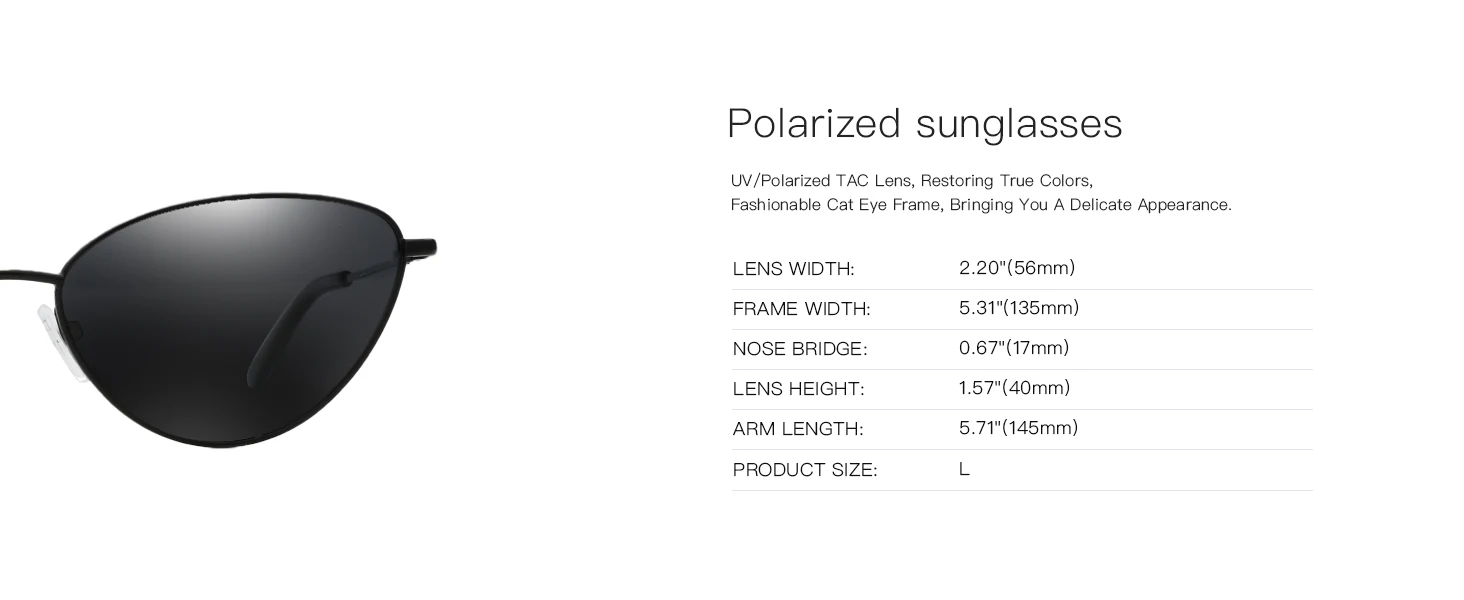 ZENOTTIC Damen Vintage Kleine Cat-Eye-Sonnenbrille, modisch, schmaler Metallrahmen, polarisierte Sonnenbrille, UV-Schutz für Damen – Detail 6