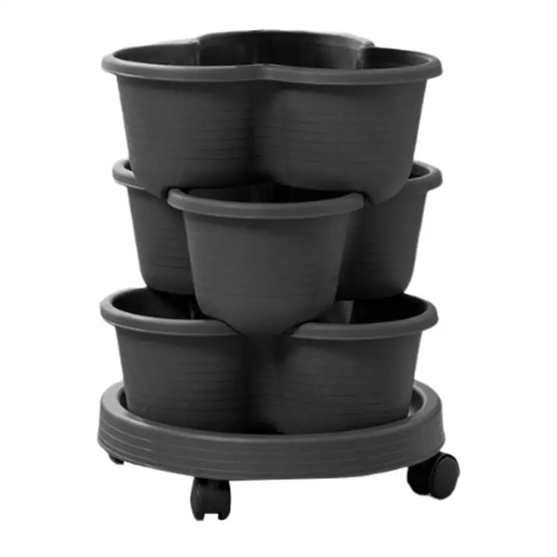 

Stackable Potato Tower Planter Strawberry Stackable Vertical Pot Planter with Wheels for Vegetables Potatoes Flowers