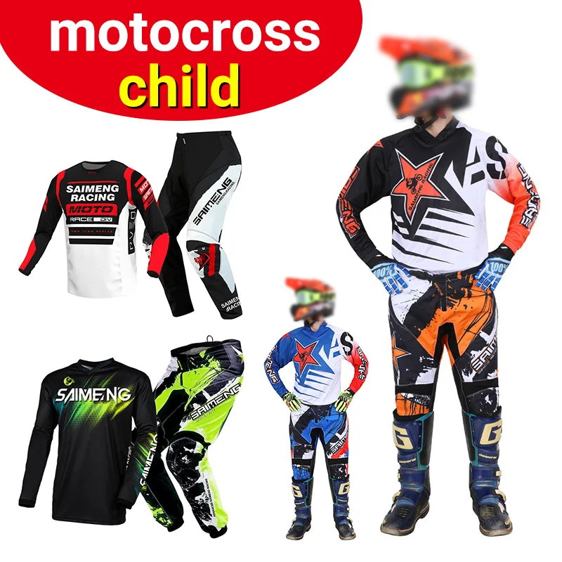 Motochross Jersey and Pant for child racing suit boy girl Off-road Kits Youth Kid Motorcycle 4 5 6 7 8 9 10 11 12 year Enduro MX