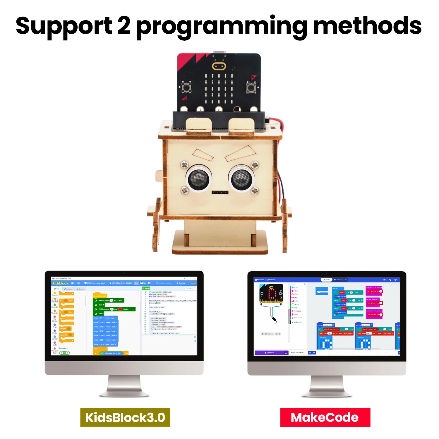 Keyestudio Micro:bit V2.0 DIY Distance Detection Robot Kit STEM Programming For Microbit DIY Electronic Programming Starter Kit