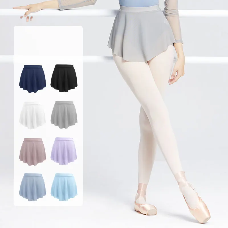 Balletrok Vrouw Een zijsplit Korte dansrok Zachte mesh elastische rok voor dames Ballet Tutu Rok