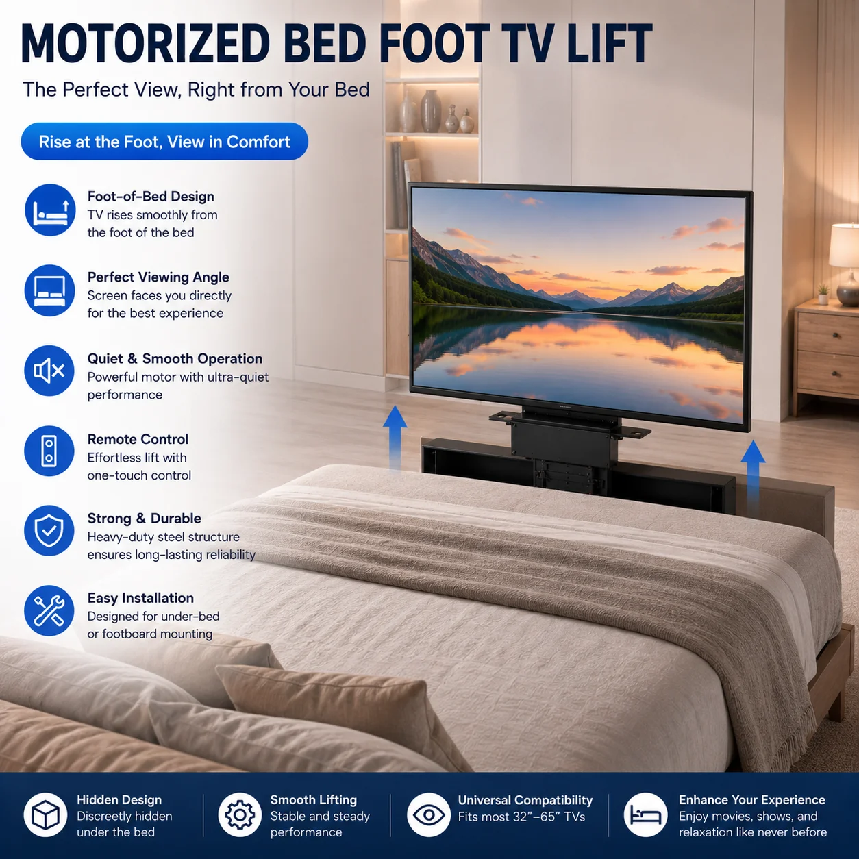 New 2026 Model Motorized Under Bed Tv Lift Suitable for Homes and Hotels Under-bed Electric TV Lift with Remote Control